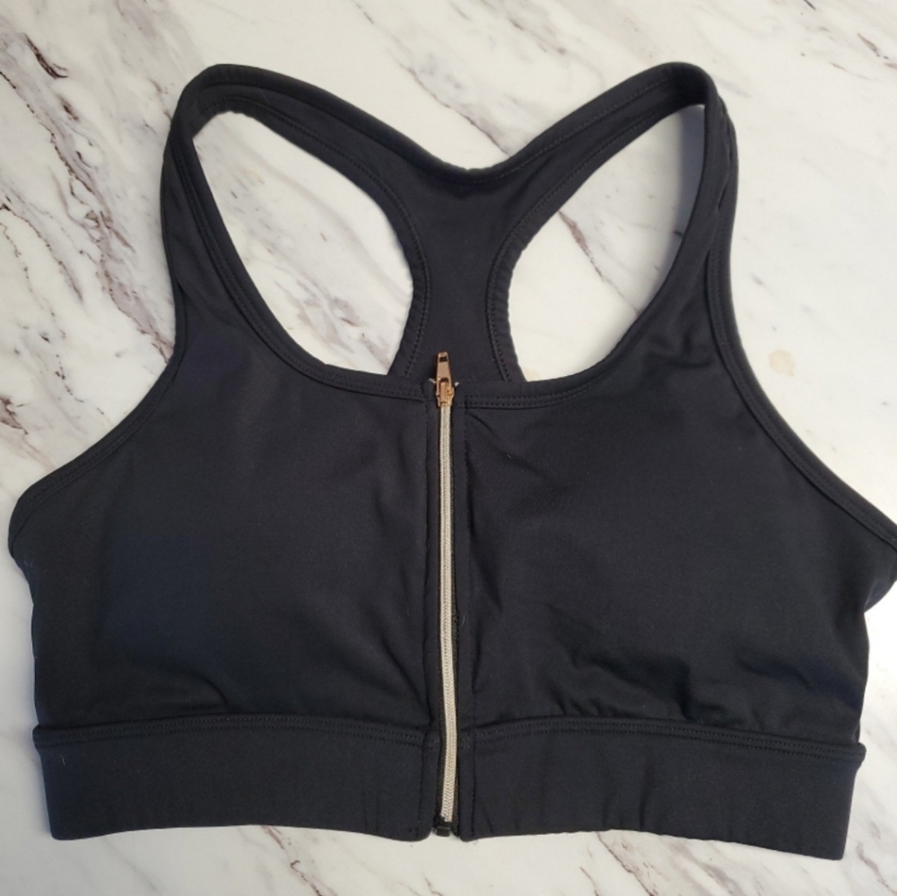 EUC - Salty Honey Zip Up Sports Bra - Medium - Black